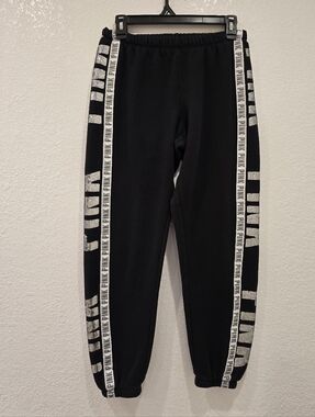 Victoria's Secret PINK jogger pants Silver Sequin Bling Black S